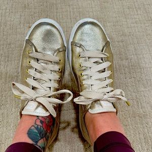 Triple Decker Gold Platform Sneakers